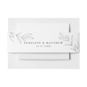 Line Drawing Foliage Leaf Belly Bands Invitation Belly Band
