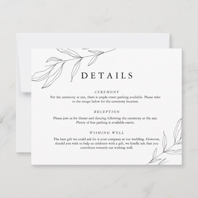 Line Drawing Foliage Leaf Detail Enclosure Card (Front)