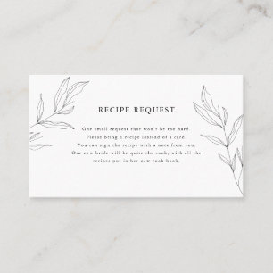 Line Drawing Foliage Leaf Recipe Request Card