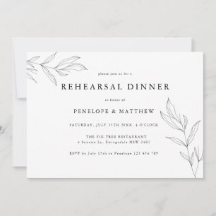 Line Drawing Foliage Leaf Rehearsal Dinner