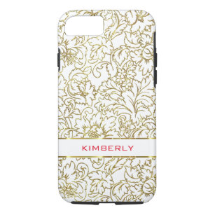 Line Drawing Gold Floral Damasks White Background Case-Mate iPhone Case