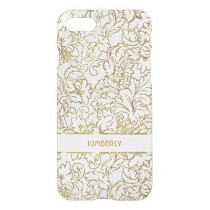 Line Drawing Gold Floral Damasks White Background iPhone SE/8/7 Case