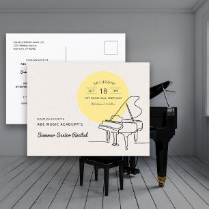 Line Drawing Grand Piano Recital Save the Date Postcard