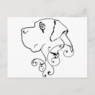 Line Drawing Great Dane Head Postcard