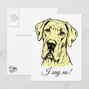 Line Drawing Great Dane Portrait  Postcard