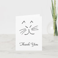 Line Drawing of a Cat Thank You Card