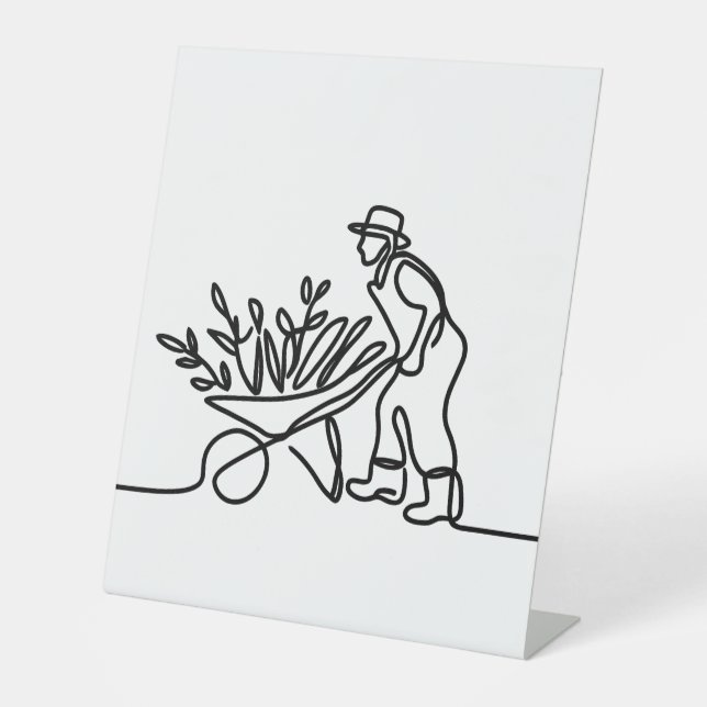 line drawing of a farmer or gardener pedestal sign (Front)
