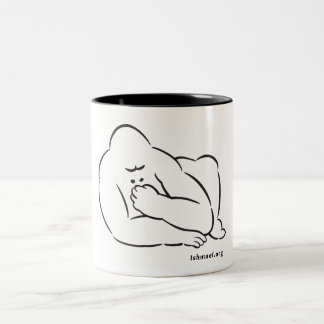 Line drawing of Ishmael on coffee cup. Two-Tone Coffee Mug