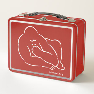 Line drawing of Ishmael on lunch box. Metal Lunch Box