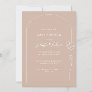 Line Drawing Rose Baby Shower Invitation