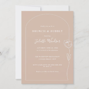 Line Drawing Rose Brunch & Bubbly Invitation