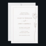 Line Drawing Rose Flower Wedding Invitation<br><div class="desc">Designed to coordinate with our Whimsical Line Rose Collection, this customisable matching wedding invitation card features an illustration of a rose fused into a border in latte colour, with classic lettering. For more advanced customisation of this design, e.g. changing layout, font or text size please click the "CUSTOMIZE" button above....</div>