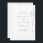 Line Drawing Rose Flower Wedding Invitation<br><div class="desc">Designed to coordinate with our Whimsical Line Rose Collection, this customisable matching wedding invitation card features an illustration of a rose fused into a border in latte colour, with classic lettering. For more advanced customisation of this design, e.g. changing layout, font or text size please click the "CUSTOMIZE" button above....</div>