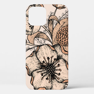 Line drawing seamless pattern. Light colours. Vint iPhone 12 Case