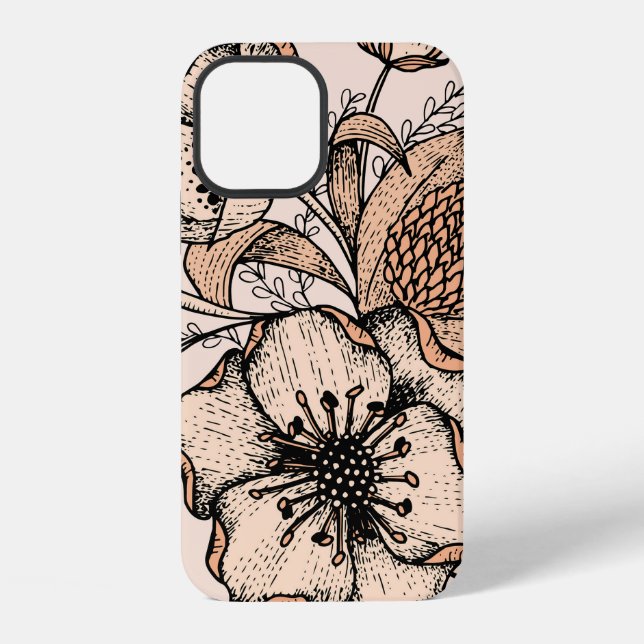 Line drawing seamless pattern. Light colours. Vint iPhone Case (Back)