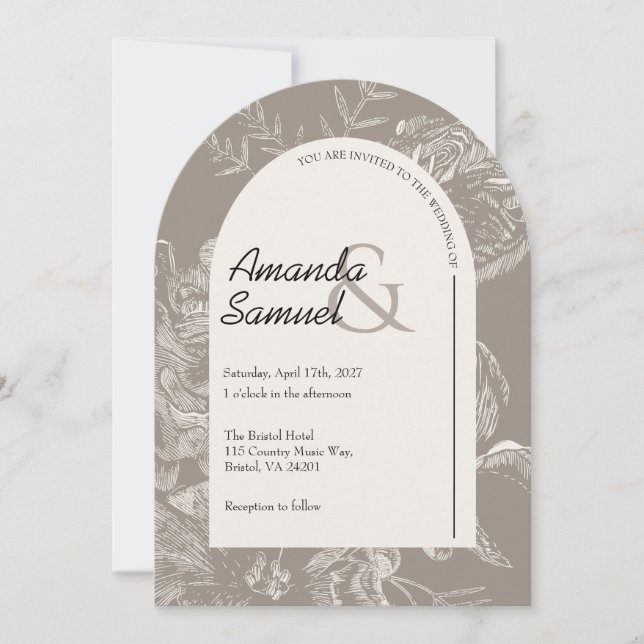 Line Drawn Arched Wedding Invitation (Front)