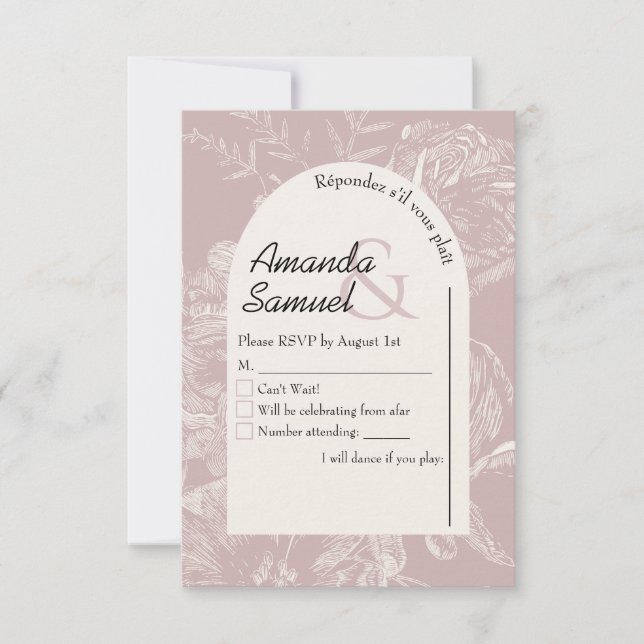 Line Drawn Arched Wedding RSVP Card (Front)
