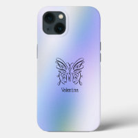 Line Drawn Blue Purple Butterly Holographic