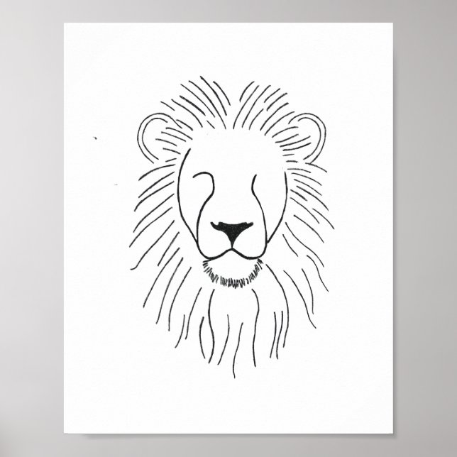 Line drawn Lion Poster (Front)