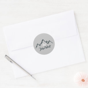 Line drawn mountain range personalizable monogram classic round sticker