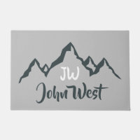 Line drawn mountain range personalizable monogram