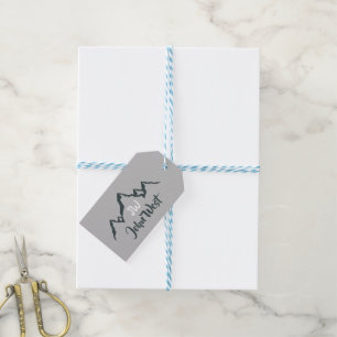 Line drawn mountain range personalizable monogram gift tags