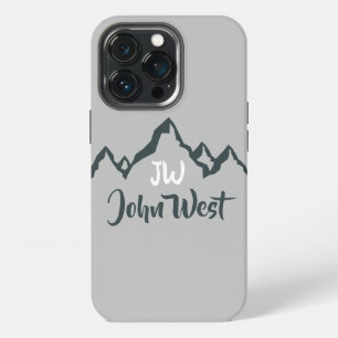 Line drawn mountain range personalizable monogram iPhone 13 pro case