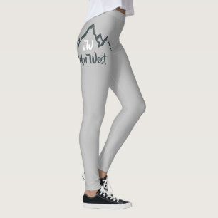 Line drawn mountain range personalizable monogram leggings