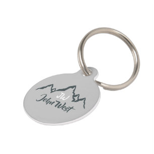 Line drawn mountain range personalizable monogram pet tag