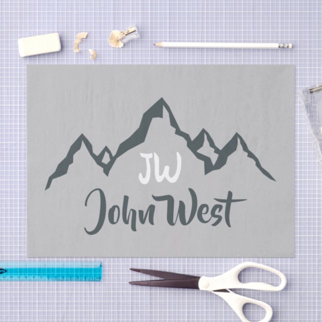 Line drawn mountain range personalizable monogram tissue paper (Craft)