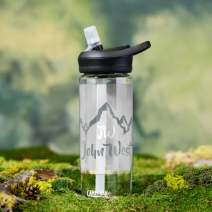 Line drawn mountain range personalizable monogram water bottle