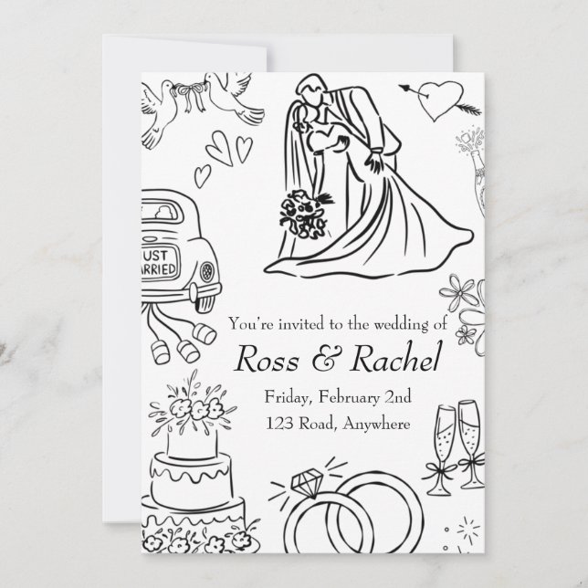 Line Drawn Wedding Invitation  (Front)