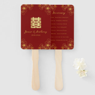 Line floral cherry blossom Chinese wedding program Hand Fan