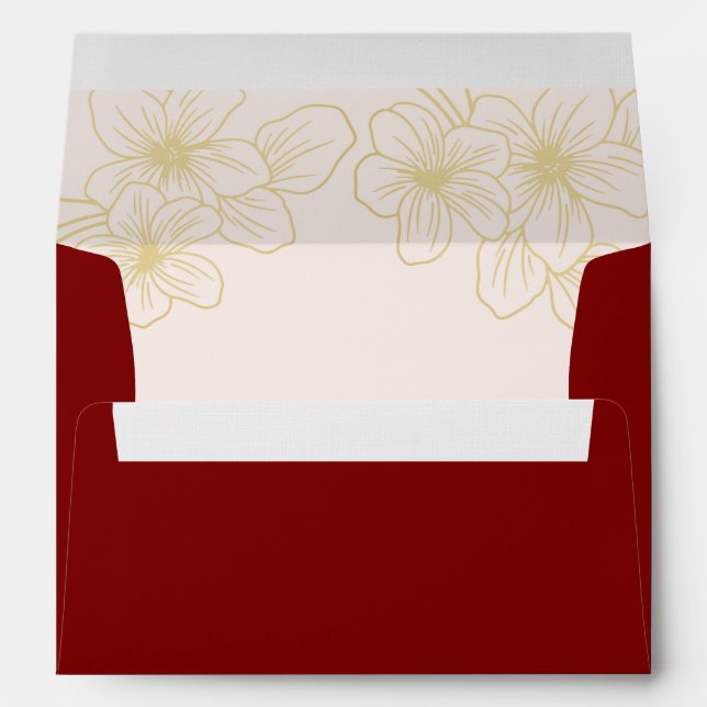 Line floral cherry blossom chinese wedding red envelope (Back (Bottom))
