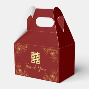 Line floral cherry blossom red Chinese wedding Favour Box
