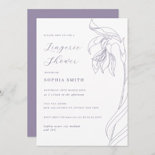 Line flower Lavender Lingerie Shower Invitation
