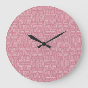 Line Geometry: Modern Vintage Texture Large Clock