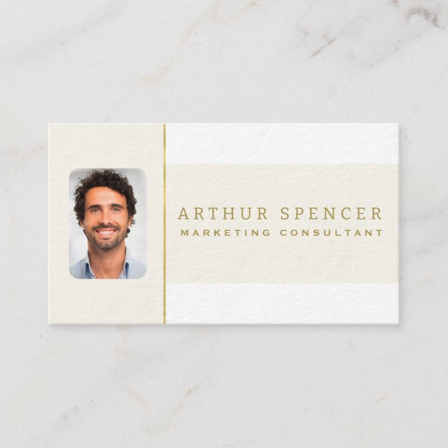 Line Golden Minimalist  Professional Business Card (Front)