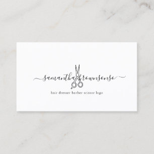 Line Hair dresser barber scissor logo Business Card