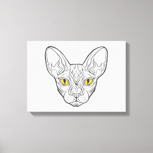 Line head Egyptian  cat - Choose background colour Canvas Print