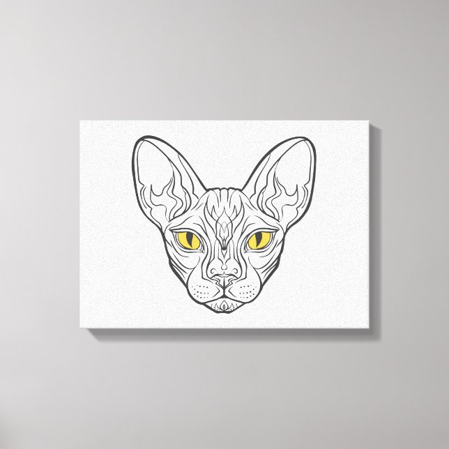 Line head Egyptian  cat - Choose background colour Canvas Print (Front)