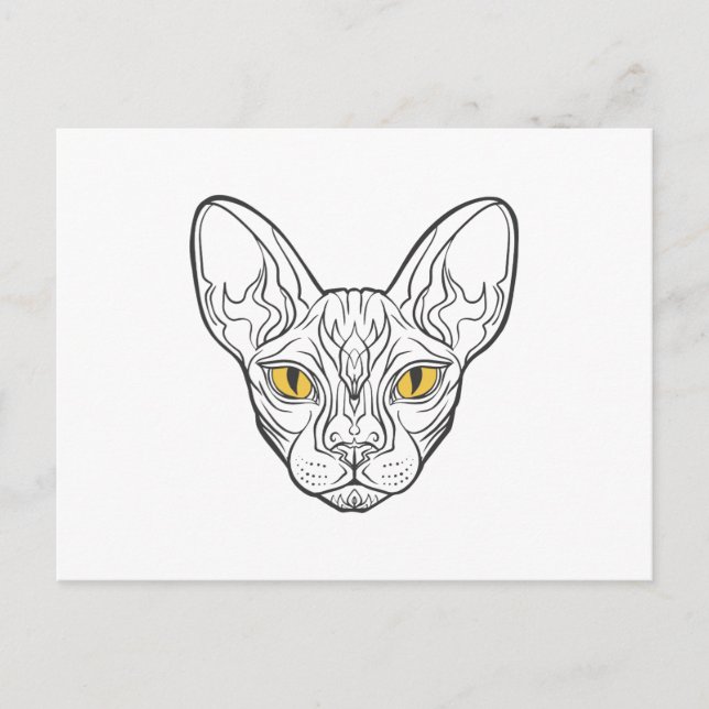 Line head Egyptian  cat - Choose background colour Postcard (Front)