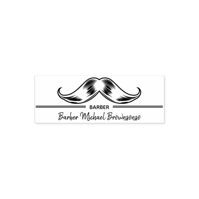 Line Logo Moustache Simple Barbershop Self-inking Stamp (Design)
