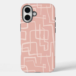Line Maze Salmon Pink iPhone 16 Plus Case