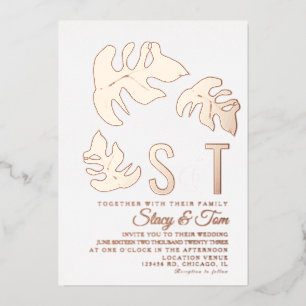 Line Monstera Leaf Wedding Pressed
