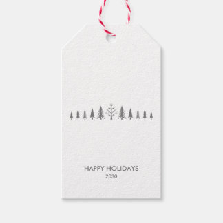 Line of Christmas trees Gift Tags