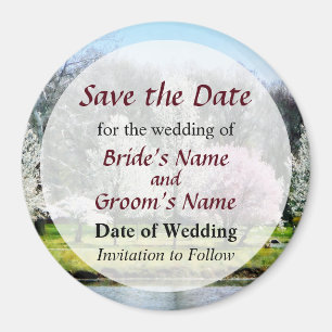 Line of Flowering Trees Save the Date Magnet