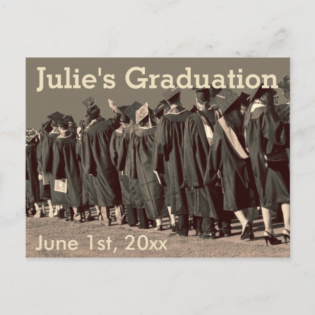 Line of Graduates Photo Announcement Postcard (Front)