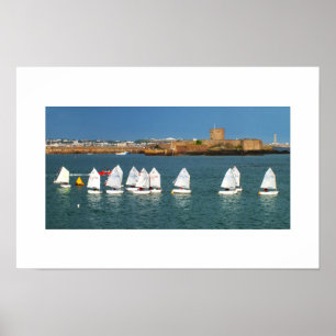 Line of Optimist boats Poster