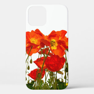 Line of red poppies isolatedart, background, beaut iPhone 12 case